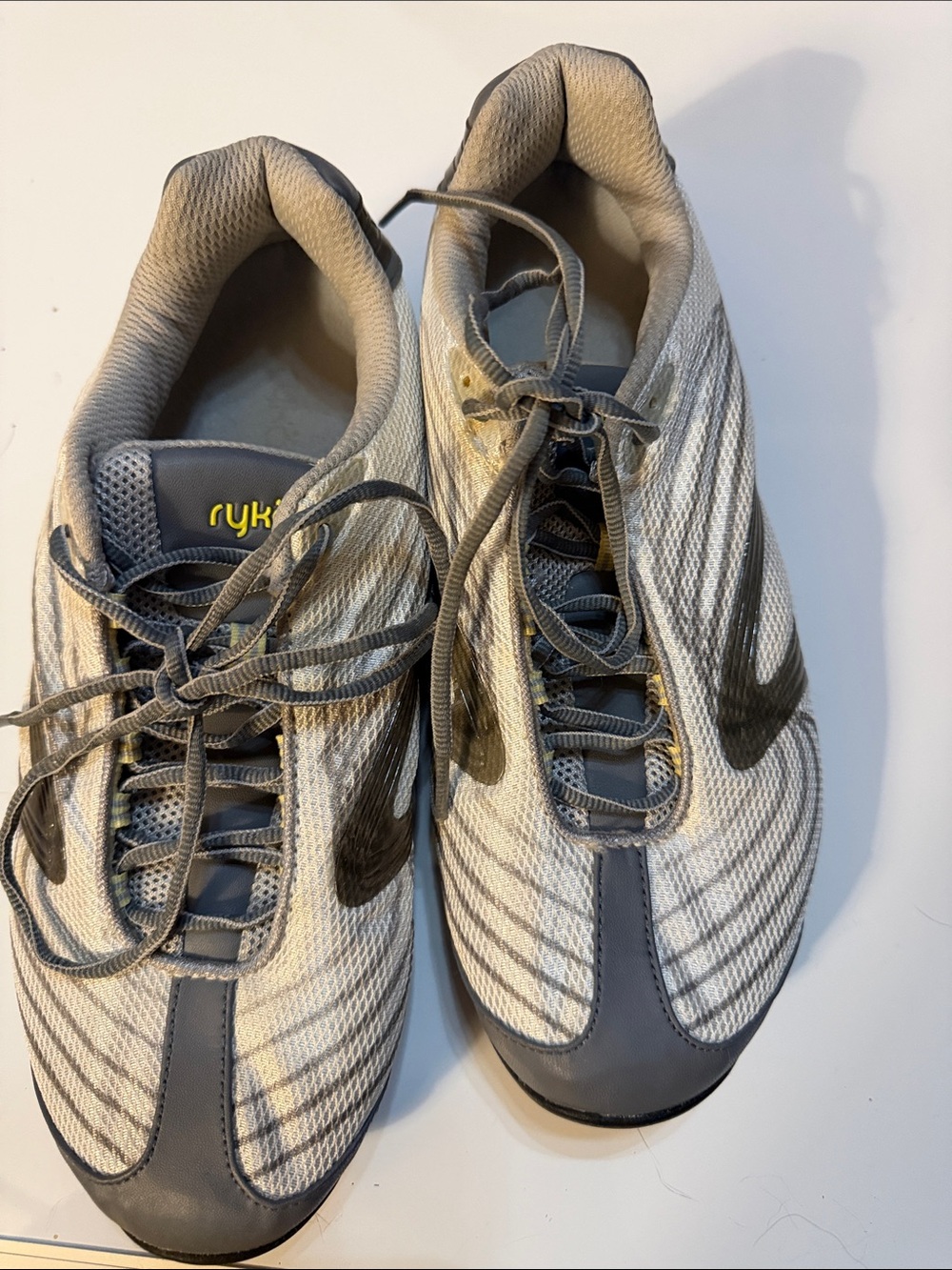 Ryka Women's Gray, White and Black Athletic Sneakers with Mesh Upper